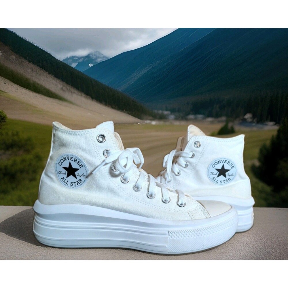 CONVERSE CHUCK TAYLOR ALL STAR HI TOP PLATFORM OFF WHITE COLOR W8.5-MEN 6.5 GUC